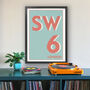 Sw6 Fulham And Hammersmith, London Postcode Print, thumbnail 1 of 8