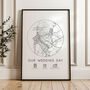 Personalised Wedding Venue Gift, Married Paper Anniversary Map Print, thumbnail 2 of 4