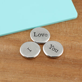Romantic Valentine's Gift For Loved One I Love You Pewter Pebbles, 3 of 6