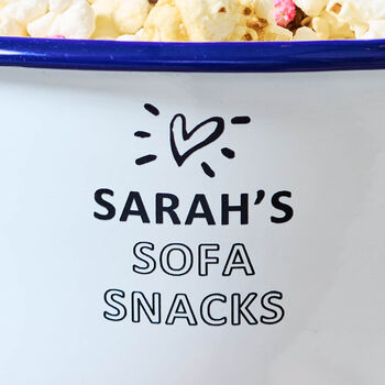 Personalised Sofa Snacks Enamel Bowl, 3 of 4