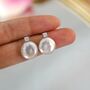 Flora Crystal White Ivory Pearl Drop Ball Gift Earrings, thumbnail 6 of 6