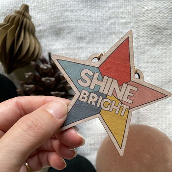 Shine Bright Wooden Christmas Tree Decoration, 2 of 4