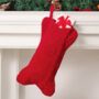 Dog Bone Christmas Stocking – Cute Festive Gift For Dogs And Puppies In Red Or White, thumbnail 2 of 9