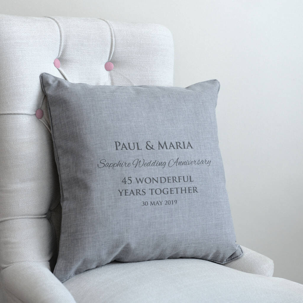 Personalised Sapphire Wedding Anniversary Cushion By A Type Of Design