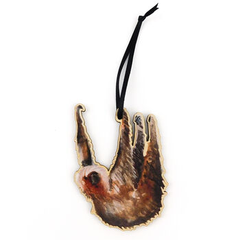 Two Toed Sloth Wooden Hanging Decoration, 2 of 4