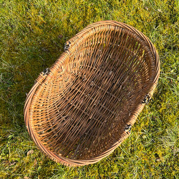 Set Of Two Natural Willow Wicker Garden Trug Baskets, 5 of 7