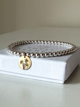 Daffodil Charm Bracelet Silver And Gold, 3 of 6