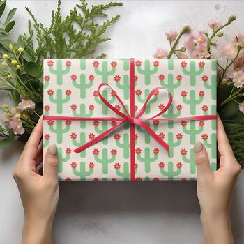Vibrant Cactus Flower Wrapping Paper – Perfect For Teen Birthdays, 4 of 8