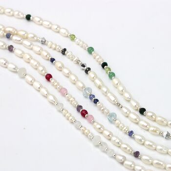 Simple Pearl And Gemstone Beaded Necklace, 5 of 12