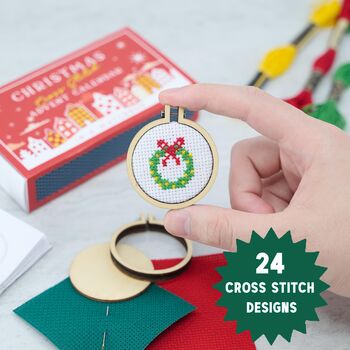 Christmas Cross Stitch Advent Calendar With 24 Cross Stitch Projects, 2 of 8