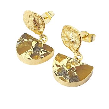 Hammered Citrine November Birthstone Statement Earrings, 5 of 5