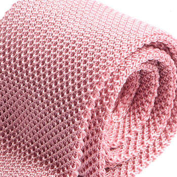 Pink Pointed Silk Knitted Tie 7cm, 2 of 3