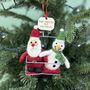 Personalised Santa And Snowman In Ski Lift Bauble, thumbnail 1 of 2