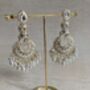 Meenakari White Gold Plated Dangle Indian Earrings, thumbnail 6 of 7