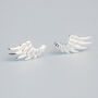 Sterling Silver Feather Angel Wing Stud Earrings, thumbnail 2 of 5
