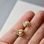 Sterling Silver Mixed Metal Pearl Knot Stud Earrings, thumbnail 2 of 9