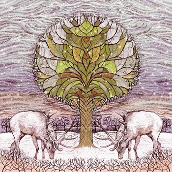 'Two Stags Under Tree' Print, 3 of 3