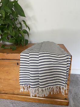 Black Striped Design Cotton Bedspread, 4 of 8