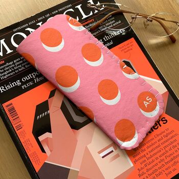 Maximalist Orange And Pink Polka Dot Glasses Case, 2 of 8