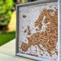 Europe Travel Map With Push Pins Cork Board Desk Size, thumbnail 1 of 6