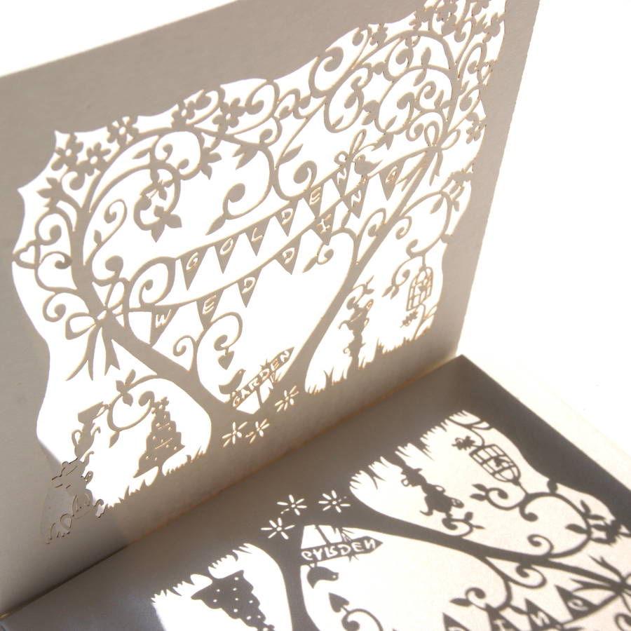 golden wedding  anniversary  laser  cut card  by the 