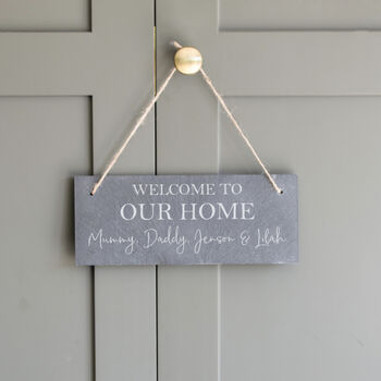 Personalised Welcome To Our Home Slate Sign, 2 of 3