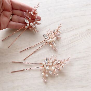 Pink Bridal Hair Pin Set, 3 of 4