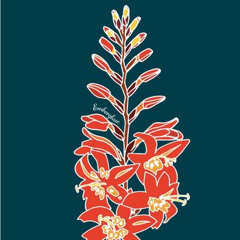 Emberglow Flower Print On Teal, 5 of 5