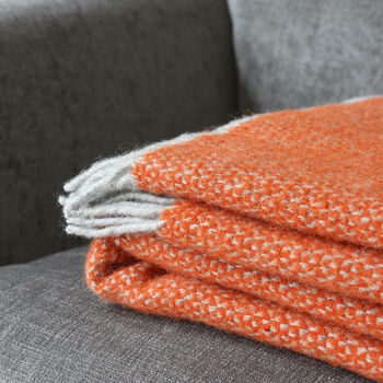 Orange And Grey Woven Wool Throw, 5 of 5