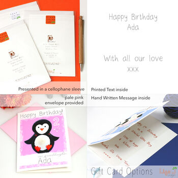 Personalised Penguin Purple Birthday Card, 6 of 6