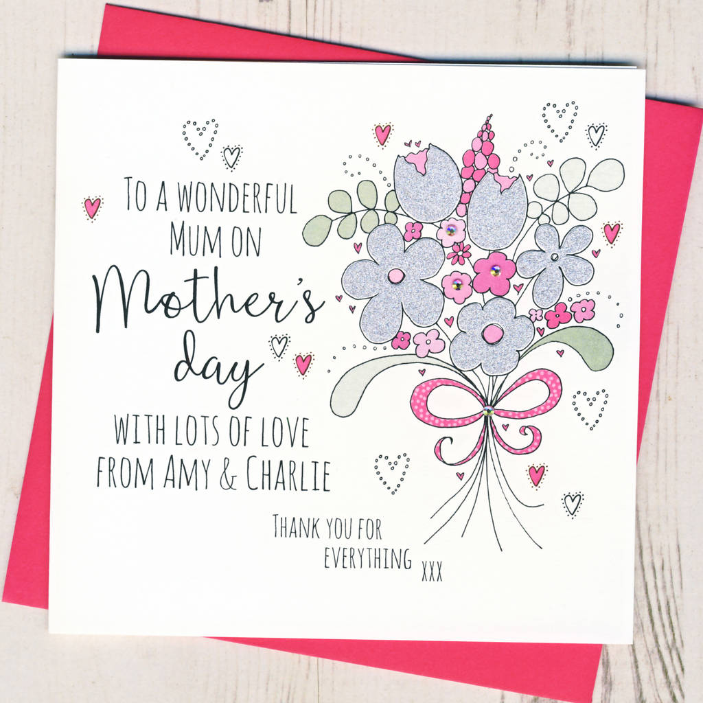 Personalised Glittery Bouquet Mother's Day Card By Eggbert & Daisy