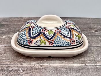 Dark Blue Patterned Butter Dish, 3 of 4