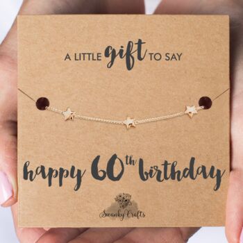 60th Birthday For Her Silver Plated Star Bracelet And Gift Wrap, 9 of 9