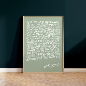 Wish You Were Here Pink Floyd Song Lyrics Art Print, 6 of 9