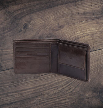 Men's Dark Brown Wallet Luxury Italian Leather Bifold Rfid Protected, 7 of 8