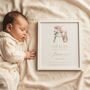 Personalised Bunny Floral Initial Birth Print For Nursery, thumbnail 1 of 6