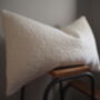 White Boucle And Linen Tie Scatter Cushion, thumbnail 4 of 9