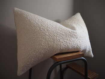 White Boucle And Linen Tie Scatter Cushion, 4 of 9