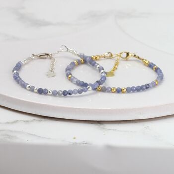 Tanzanite Adjustable Gemstone Bracelet In Sterling Silver Or Gold Vermeil, 3 of 9