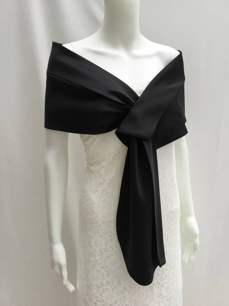 Black Duchess Satin Wrap For Special Occasions, 1 of 7