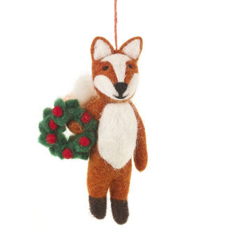 Finley Festive Fox Fair Trade Handmade Christmas Felt, 2 of 7