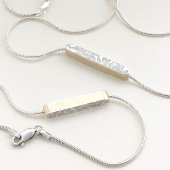 Embossed Silver Bar Necklace, 8 of 12