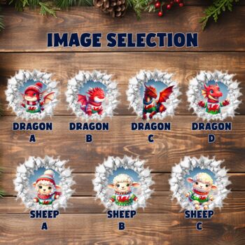 Personalised Christmas Wales Dragon And Welsh Sheep Break Through, 2 of 12