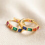 Rainbow Huggie Hoop Earrings In Gold Plating, thumbnail 2 of 3