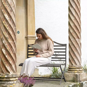 Black Slatted Metal Garden Bench, 3 of 4