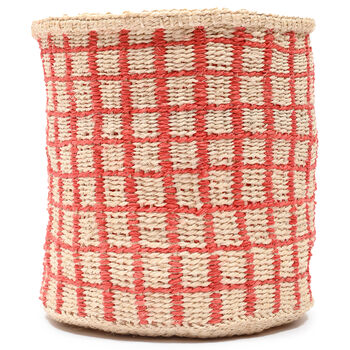 Sahihi: Red Check Woven Storage Basket, 3 of 8