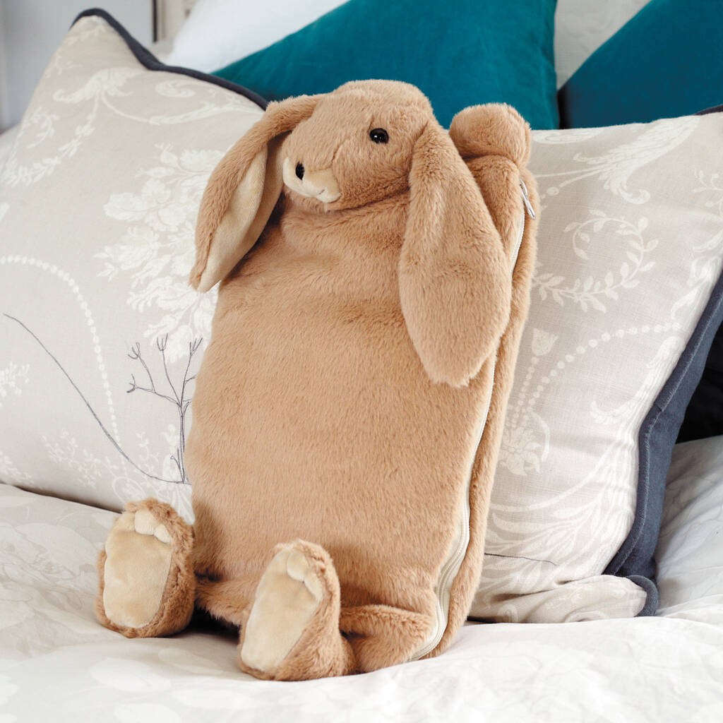 Brown Bunny Personalised Hot Water Bottle, Gift Boxed, 1 of 7