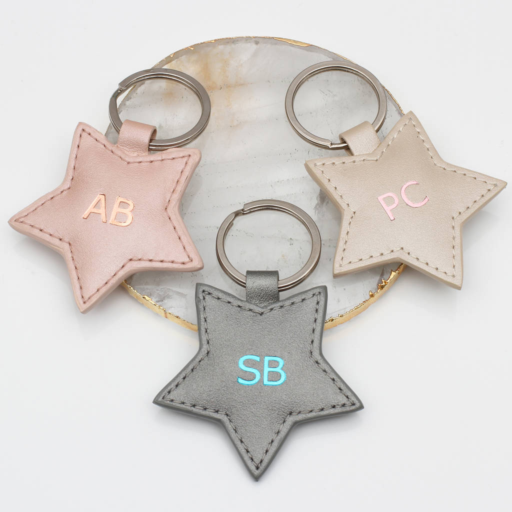 Personalised Luxury Leather Star Keyring By Hurleyburley
