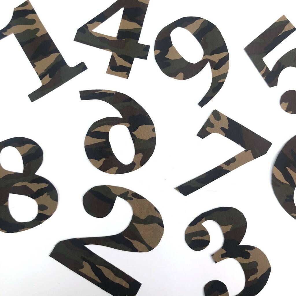 Camo Print Cotton Iron On Applique Numbers By Gemima London ...