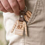 Daddy’s Team Wooden Rugby Shirt Keyring With Charms, thumbnail 1 of 2
